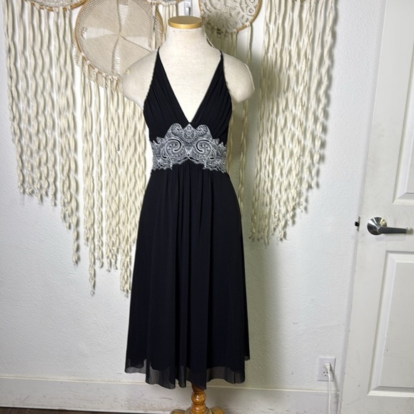 Vivienne Tam Dresses & Skirts - Y2K Vivienne Tam Black Mesh Below Knee Strappy Back Dress Waist Detail 1/small